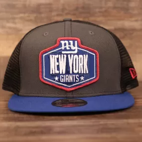 2021 NFL Draft New York Giants Meshback 9Fifty Snapback Hat | Giants 2021 NFL On Stage On Field Sideline Draft Hat