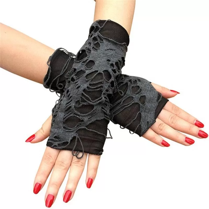 Add Edge to Your Look with Casual Broken Slit Gloves - Sexy Gothic Fingerless Gloves