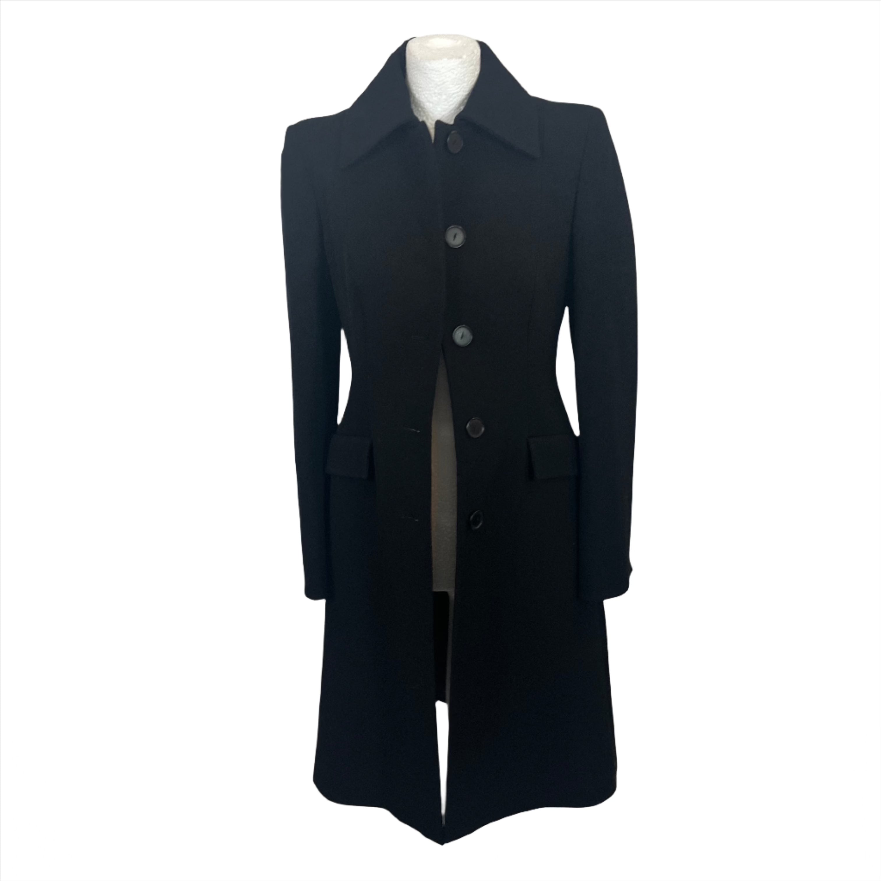 Alberta Ferretti 930 Black Wool Mix Maxi Coat S