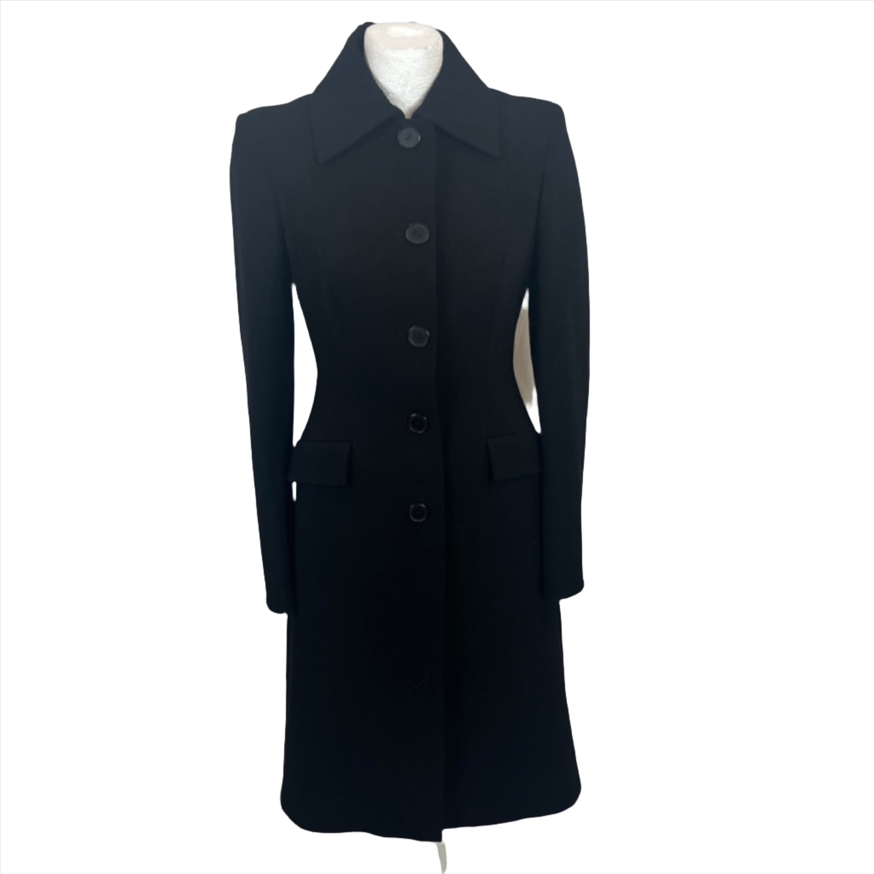 Alberta Ferretti 930 Black Wool Mix Maxi Coat S