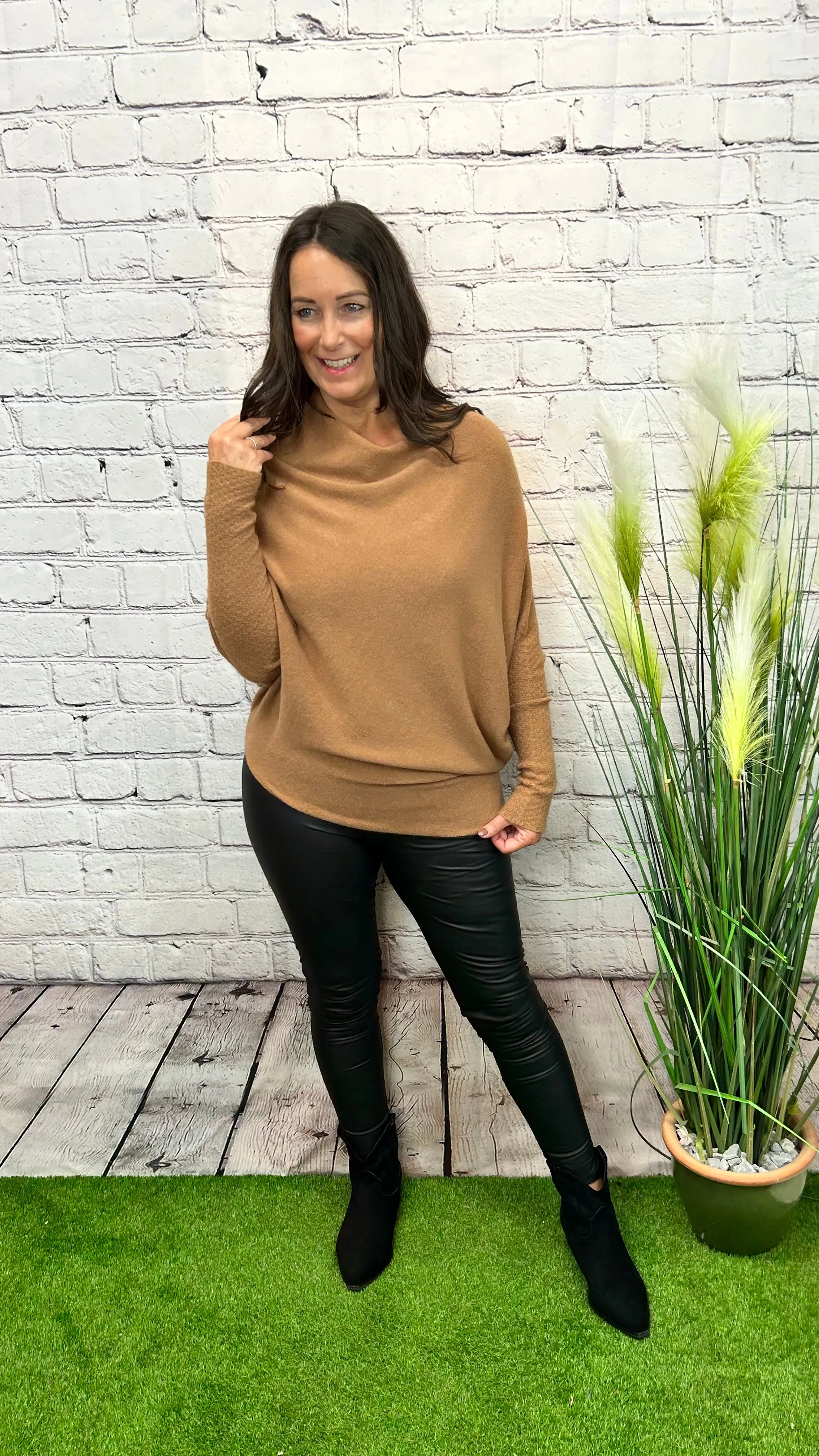 AMIE Asymmetric Wide Neck Jumper