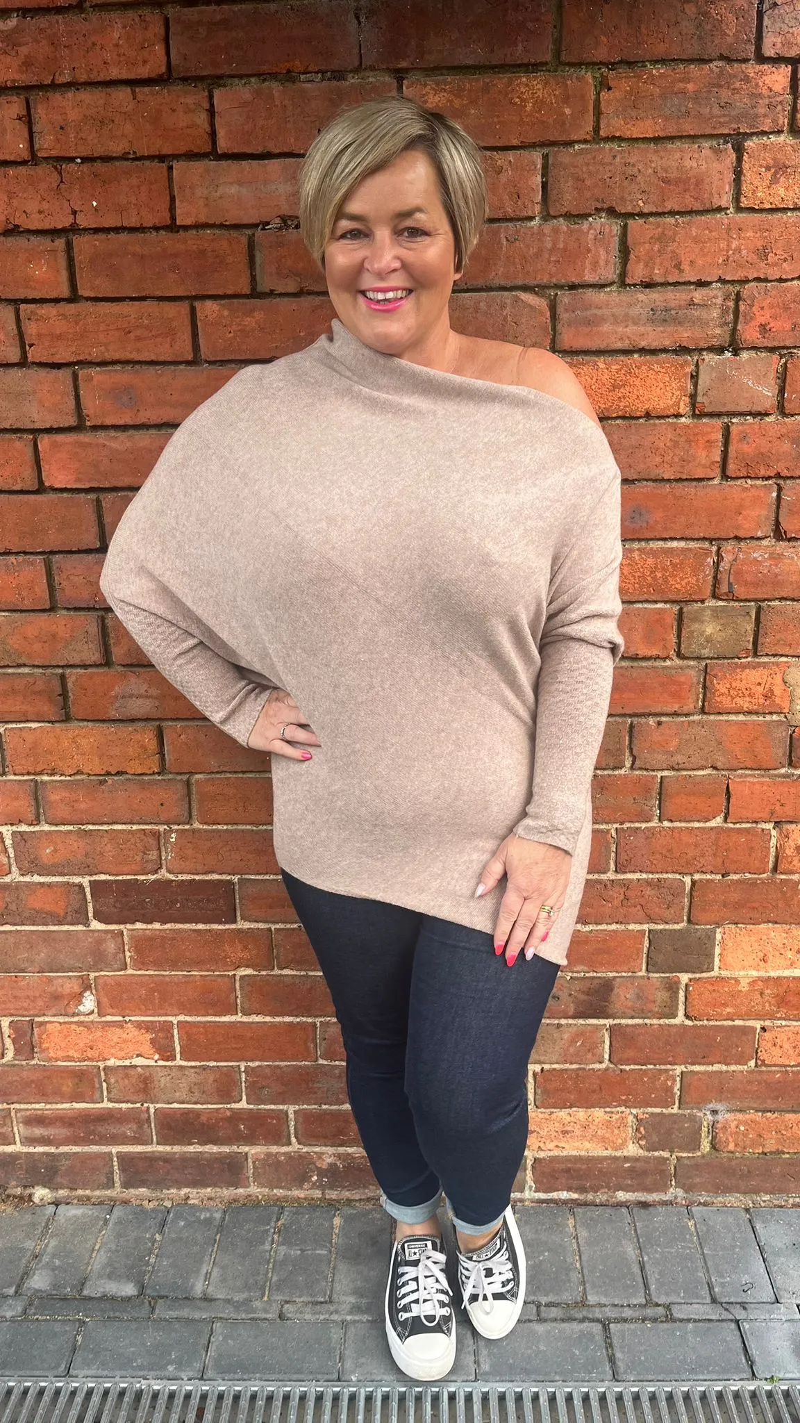 AMIE Asymmetric Wide Neck Jumper