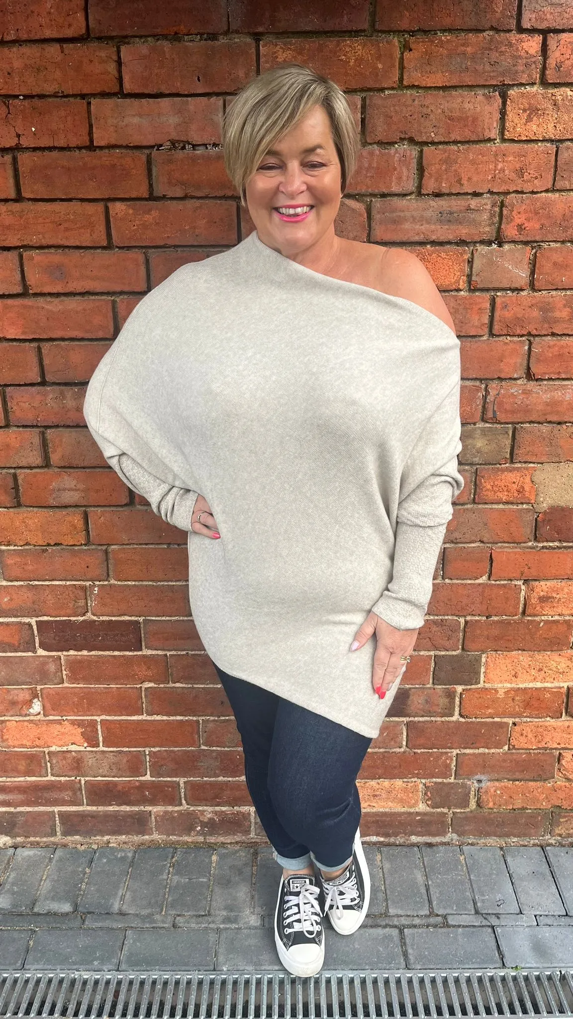 AMIE Asymmetric Wide Neck Jumper