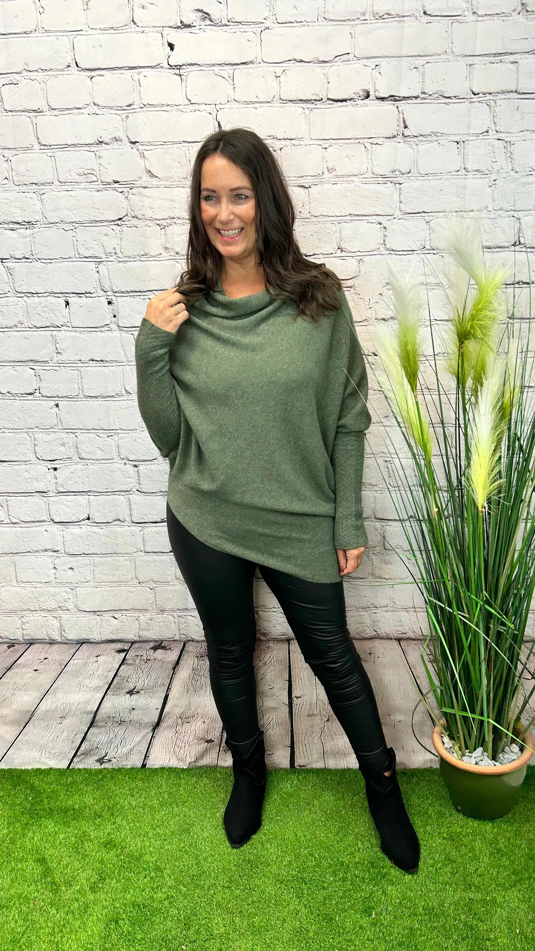 AMIE Asymmetric Wide Neck Jumper