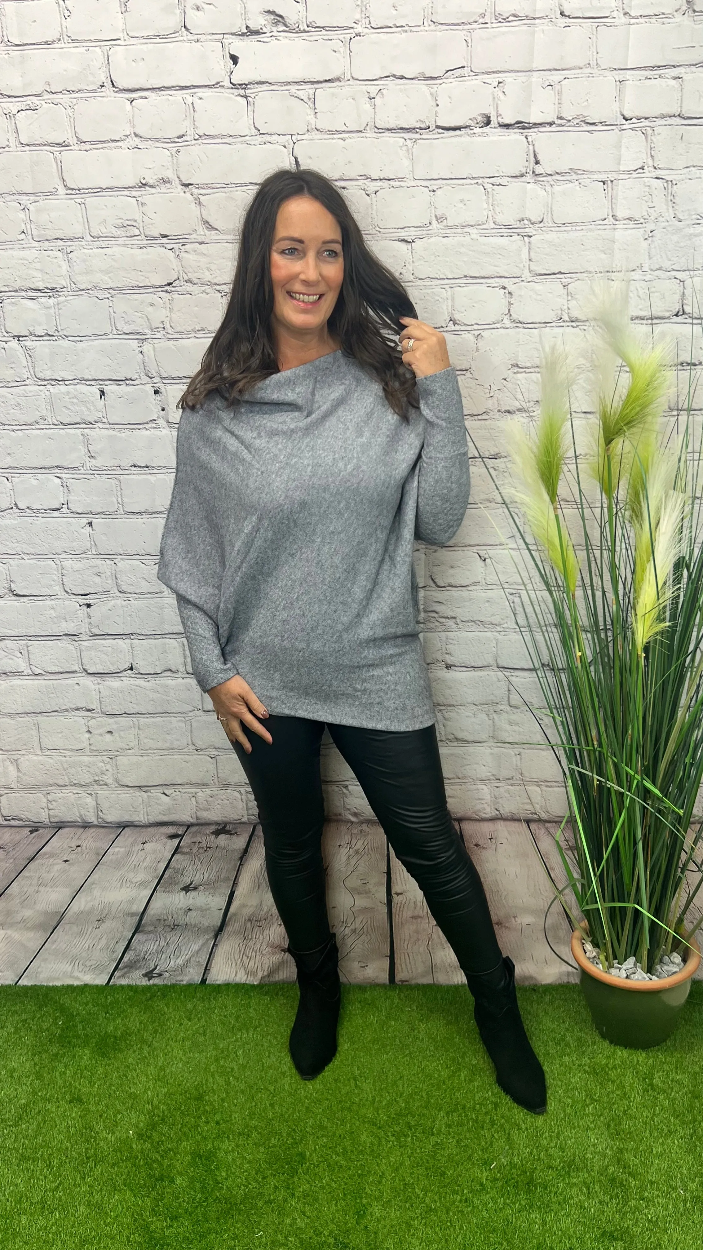 AMIE Asymmetric Wide Neck Jumper