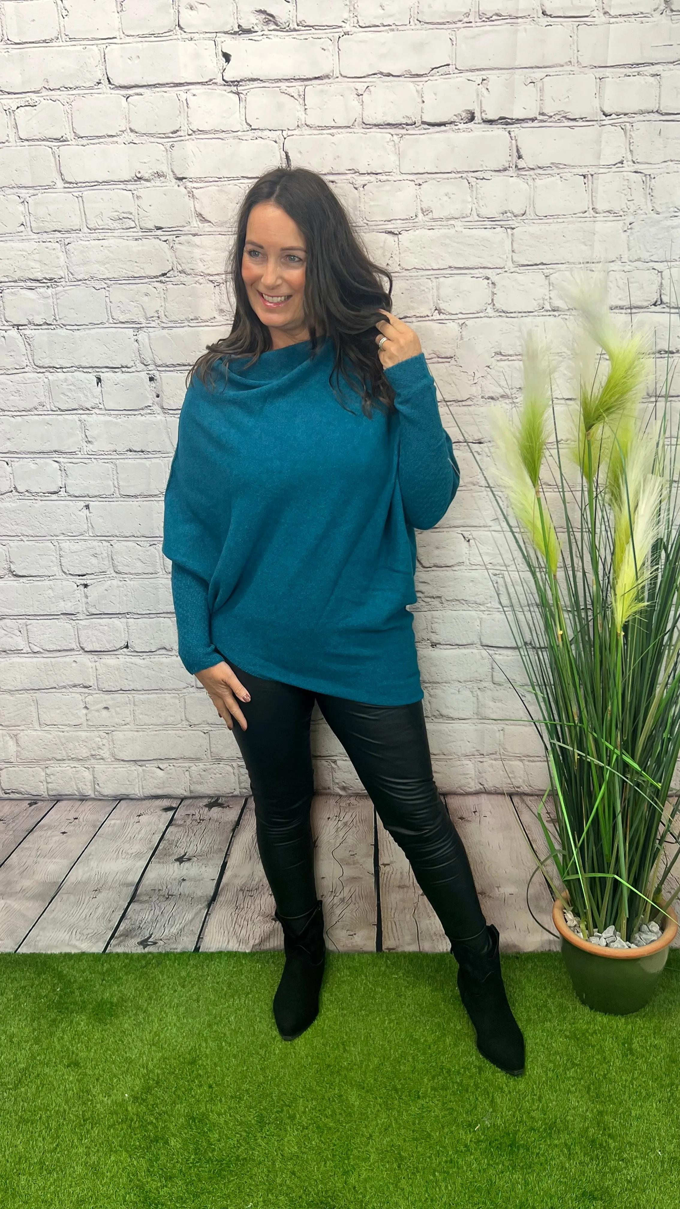 AMIE Asymmetric Wide Neck Jumper