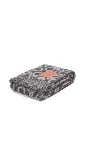 Anagram Blanket In Alpaca And Wool - Black/Grey