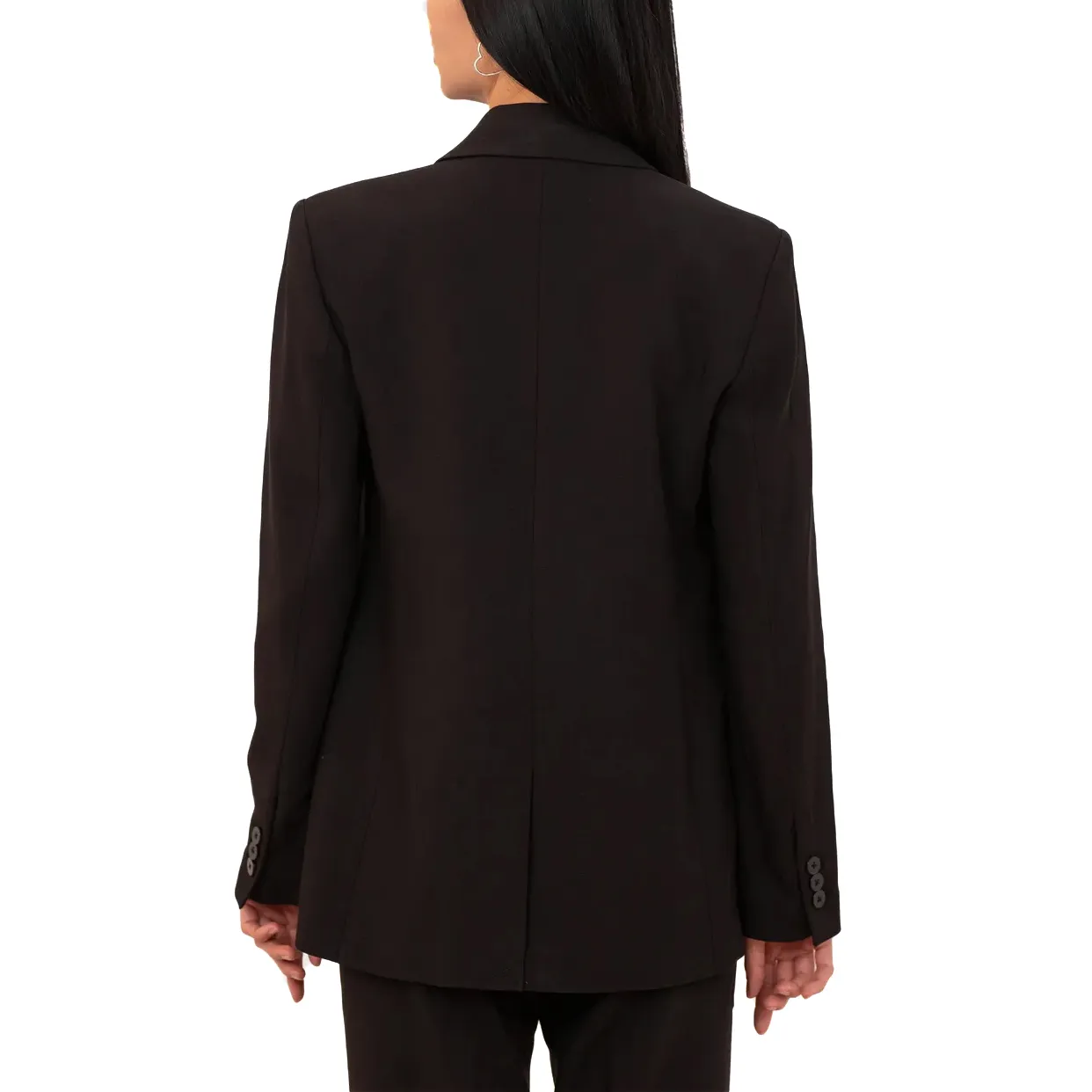 Asymmetrical Button Blazer -Black