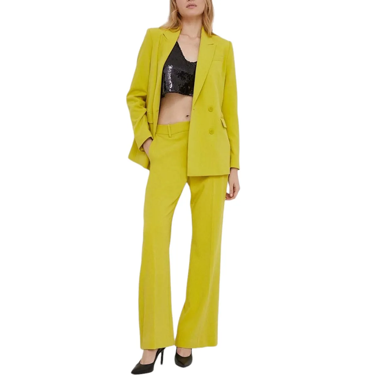 Asymmetrical Button Blazer -Citrine