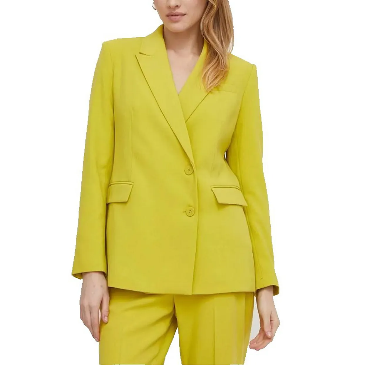 Asymmetrical Button Blazer -Citrine