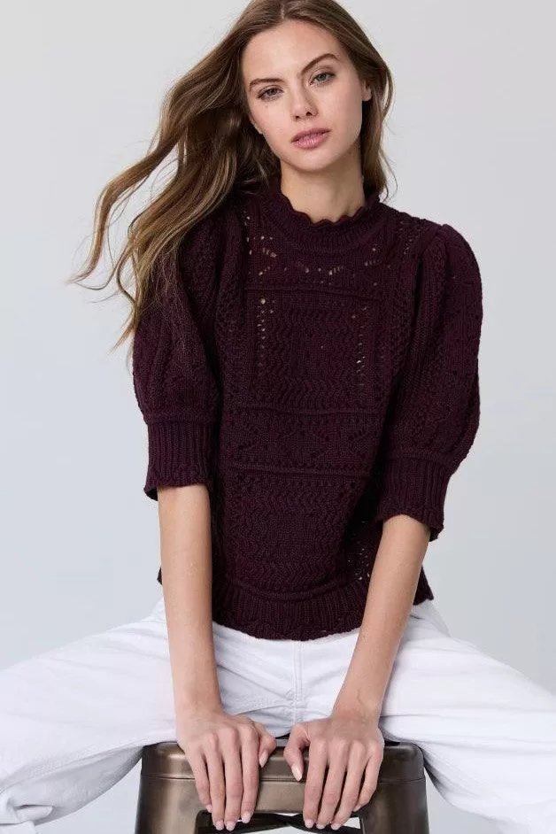 Autumn Cashmere - Puff Sleeve Tile Stitch Mock