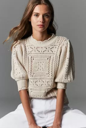 Autumn Cashmere - Puff Sleeve Tile Stitch Mock