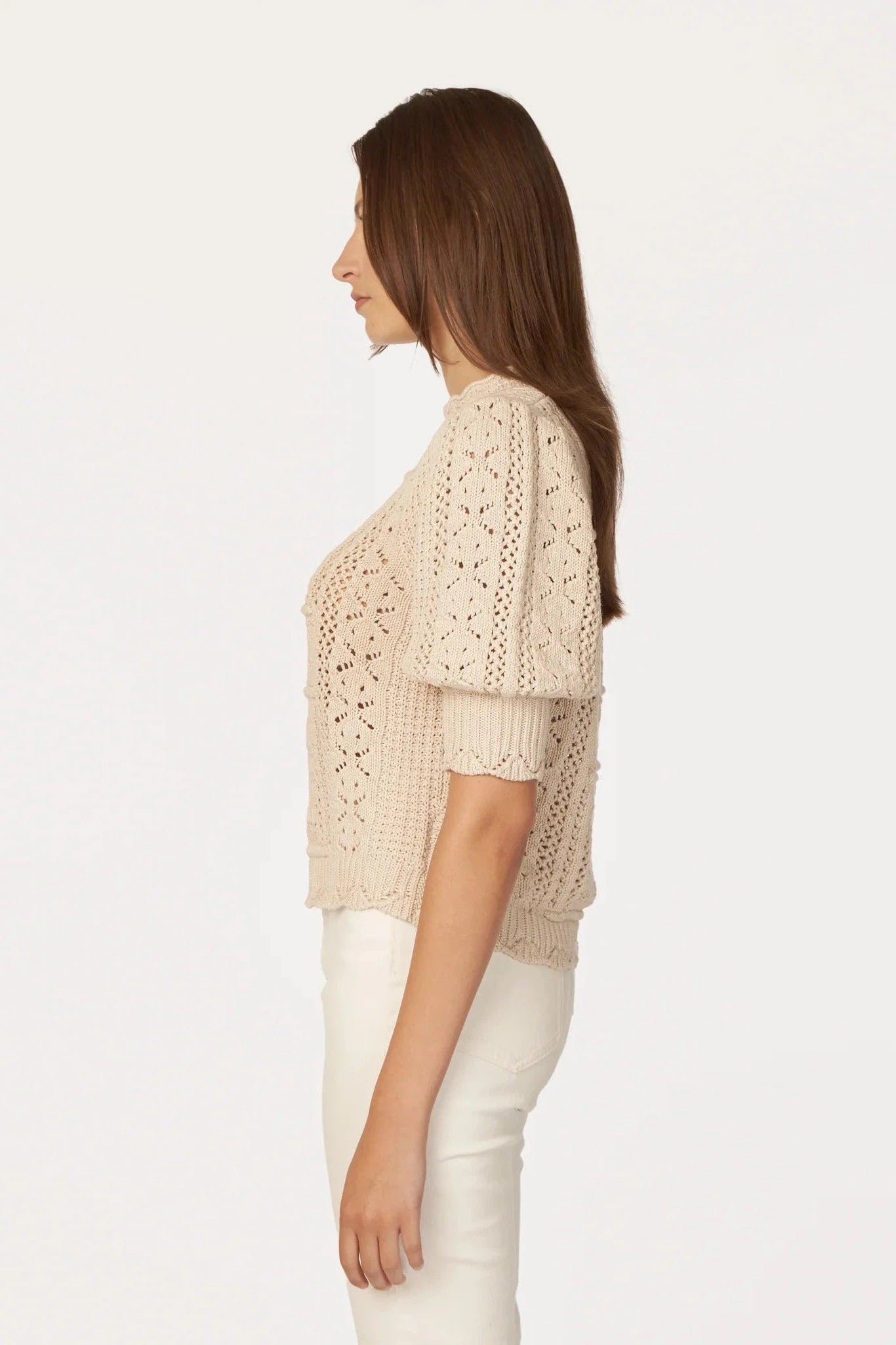 Autumn Cashmere - Puff Sleeve Tile Stitch Mock