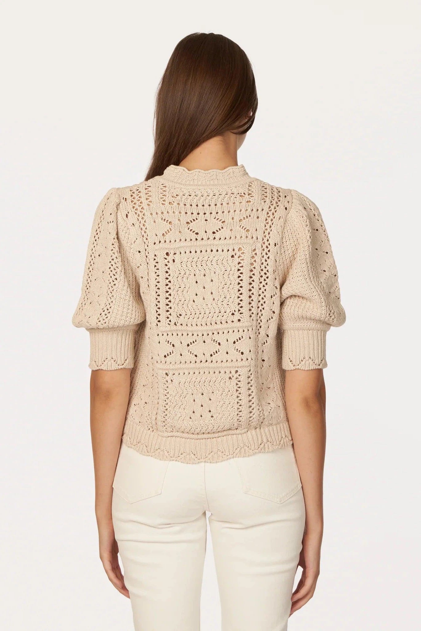 Autumn Cashmere - Puff Sleeve Tile Stitch Mock