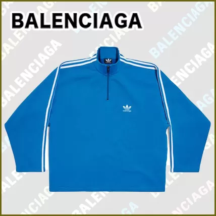 BALENCIAGA  |Balenciaga / Adidas High Neck Zip Sweatshirt in Blue