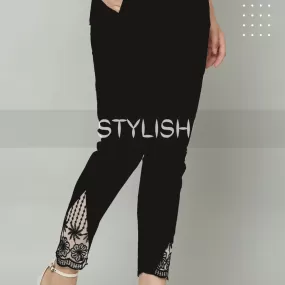 Black Cotton Tissue Pants for Women-DP001BLLP