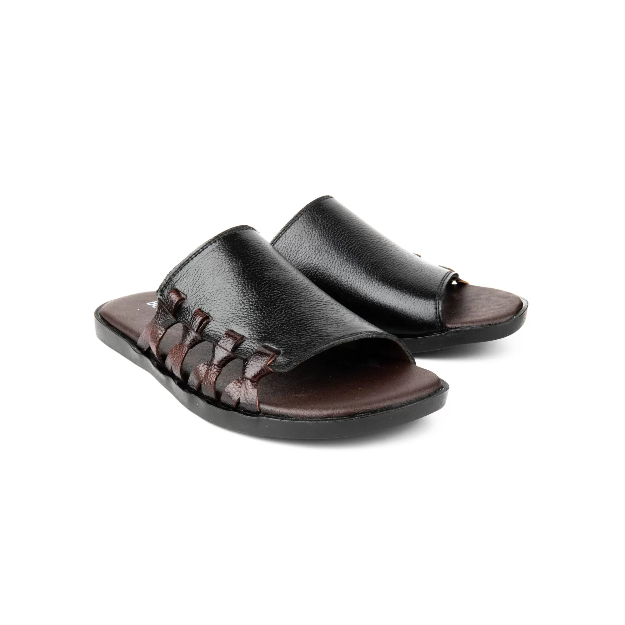 Black Premium Leather Slippers