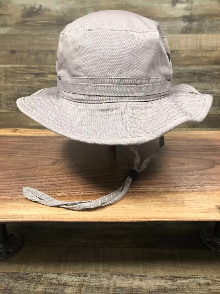 Blank Bucket Hat For Embroidery | Plain boonie bucket hat with chinstrap for customization | Light gray