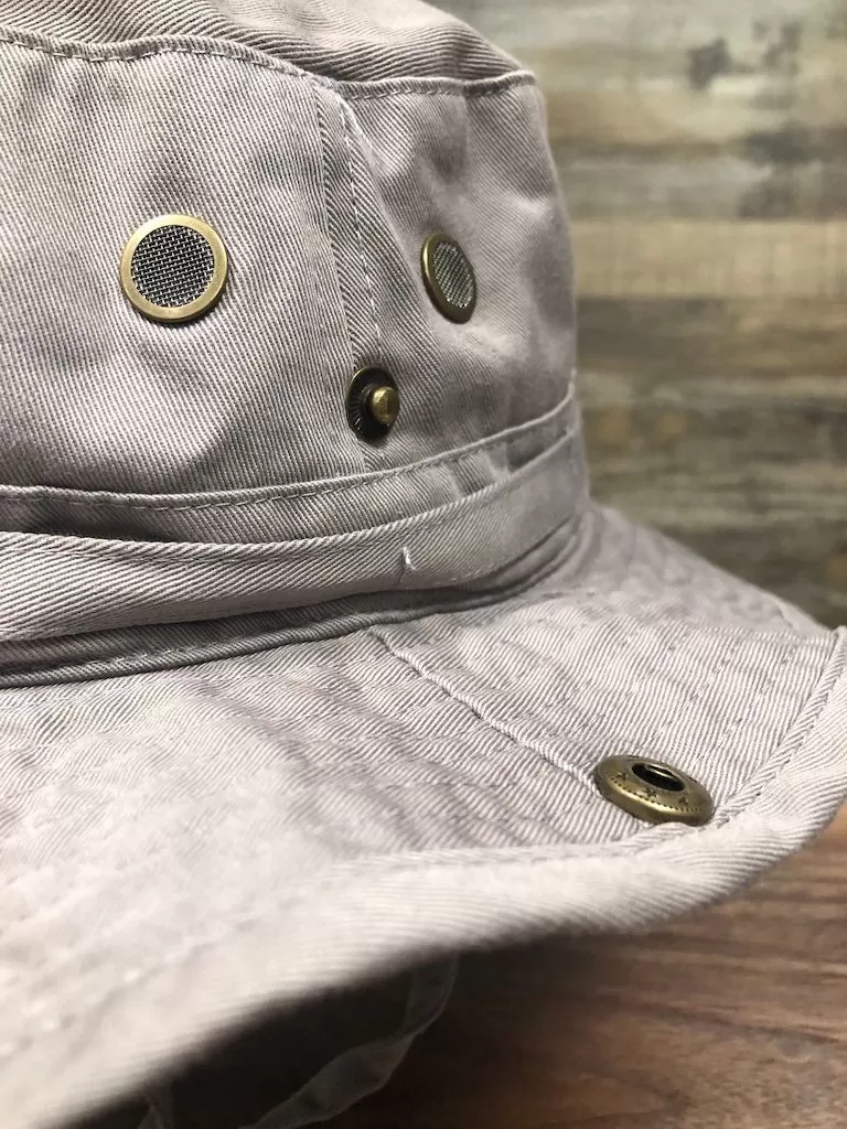 Blank Bucket Hat For Embroidery | Plain boonie bucket hat with chinstrap for customization | Light gray