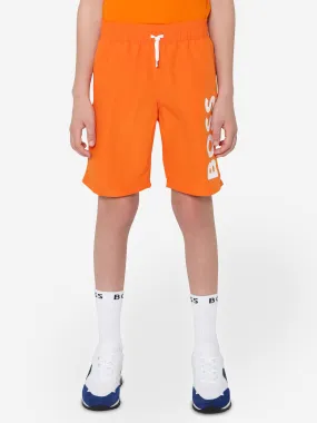 BOSS - Boys Logo Swim Shorts In Orange | Childsplay Clothing