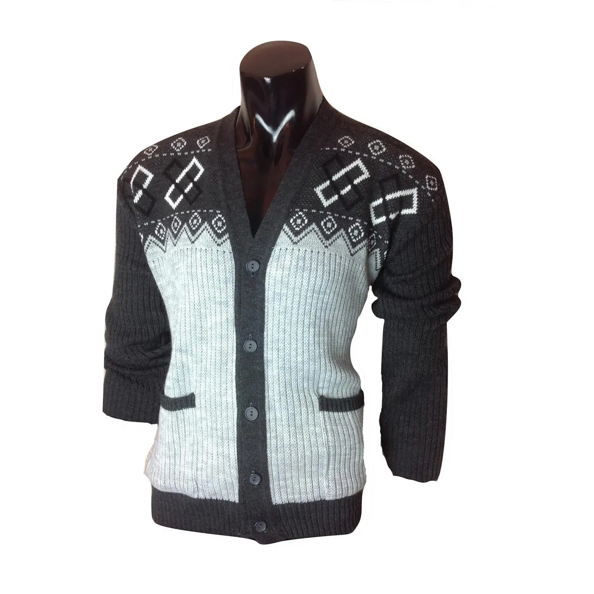 Buy Long Sleeve V neck Argyle Pattern Button Front Cardigan Diamond Print - Fast UK Delivery | Insight Clothing