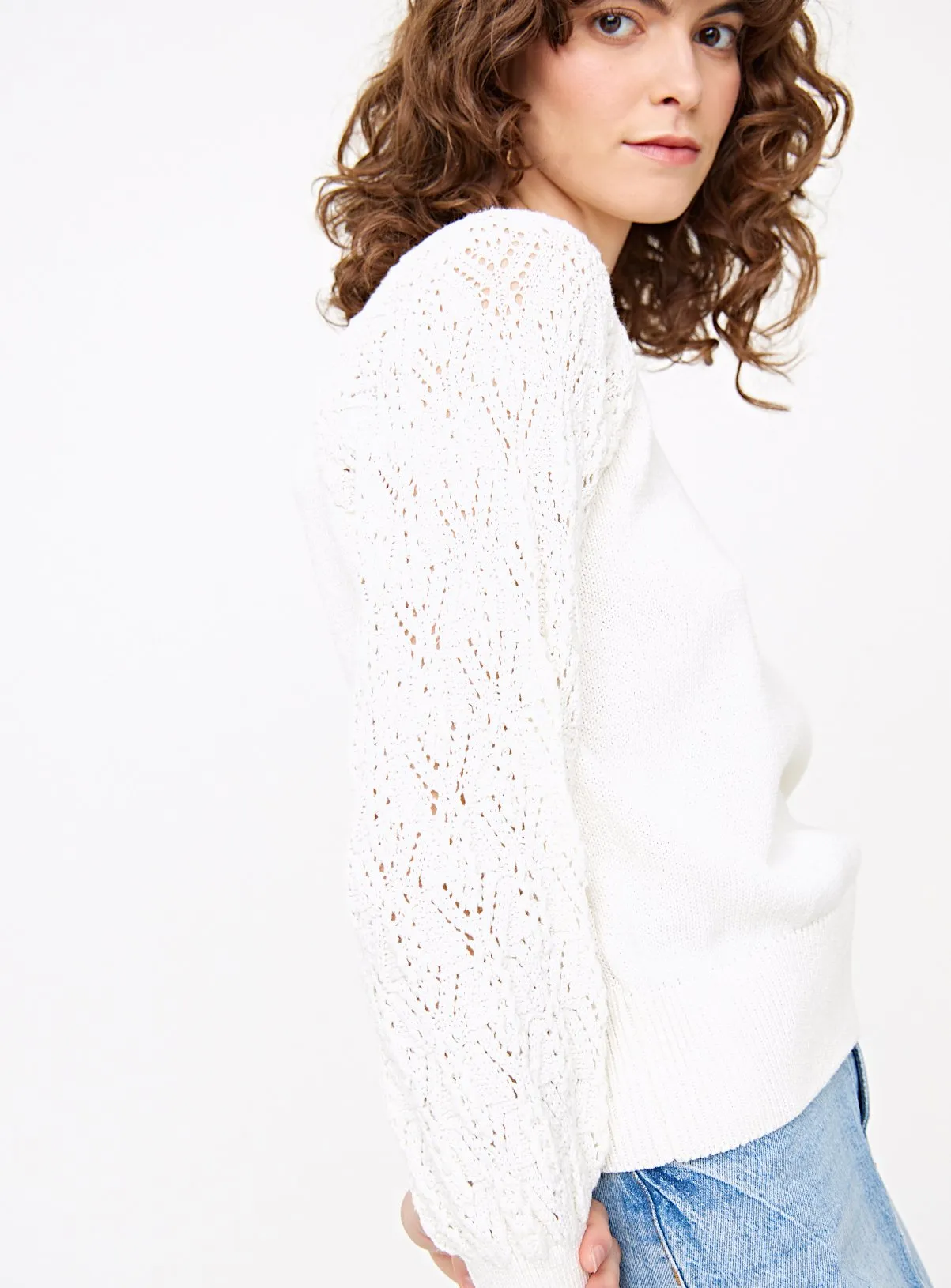 Buy White Lace Sleeve Knitted Jumper 12 | Jumpers | Tu