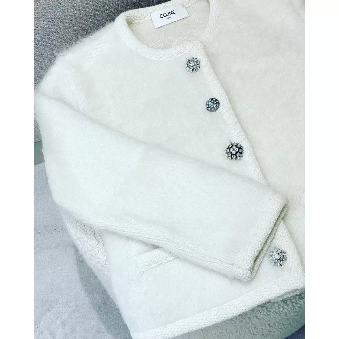 CELINE  |Cardigan jacket in brushed mohair