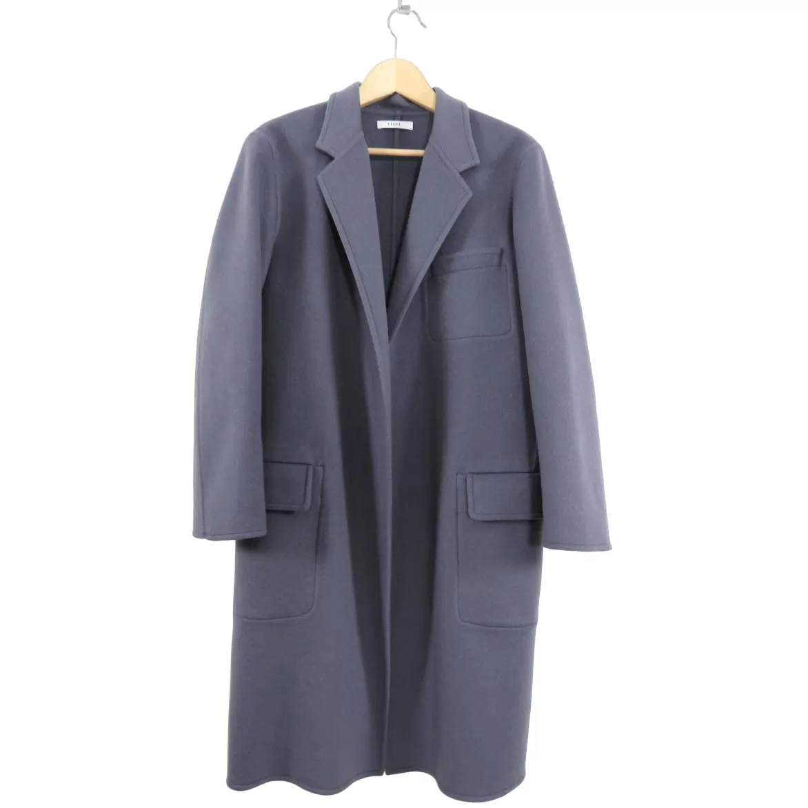 Celine Steel Grey Double Faced Cashmere Coat - 38 / S