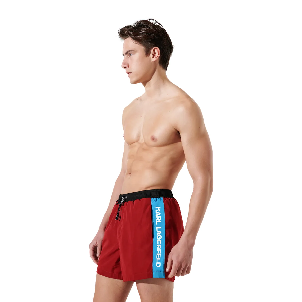 Colorblock Short Board Shorts -Red