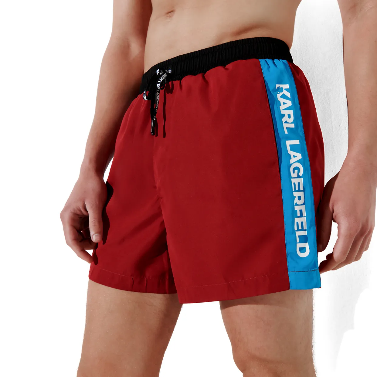 Colorblock Short Board Shorts -Red