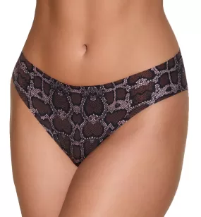 Cosabella Free Cut Micro Printed High Rise Bikini Panty (FRECP0521) - Black Mandorla Snake