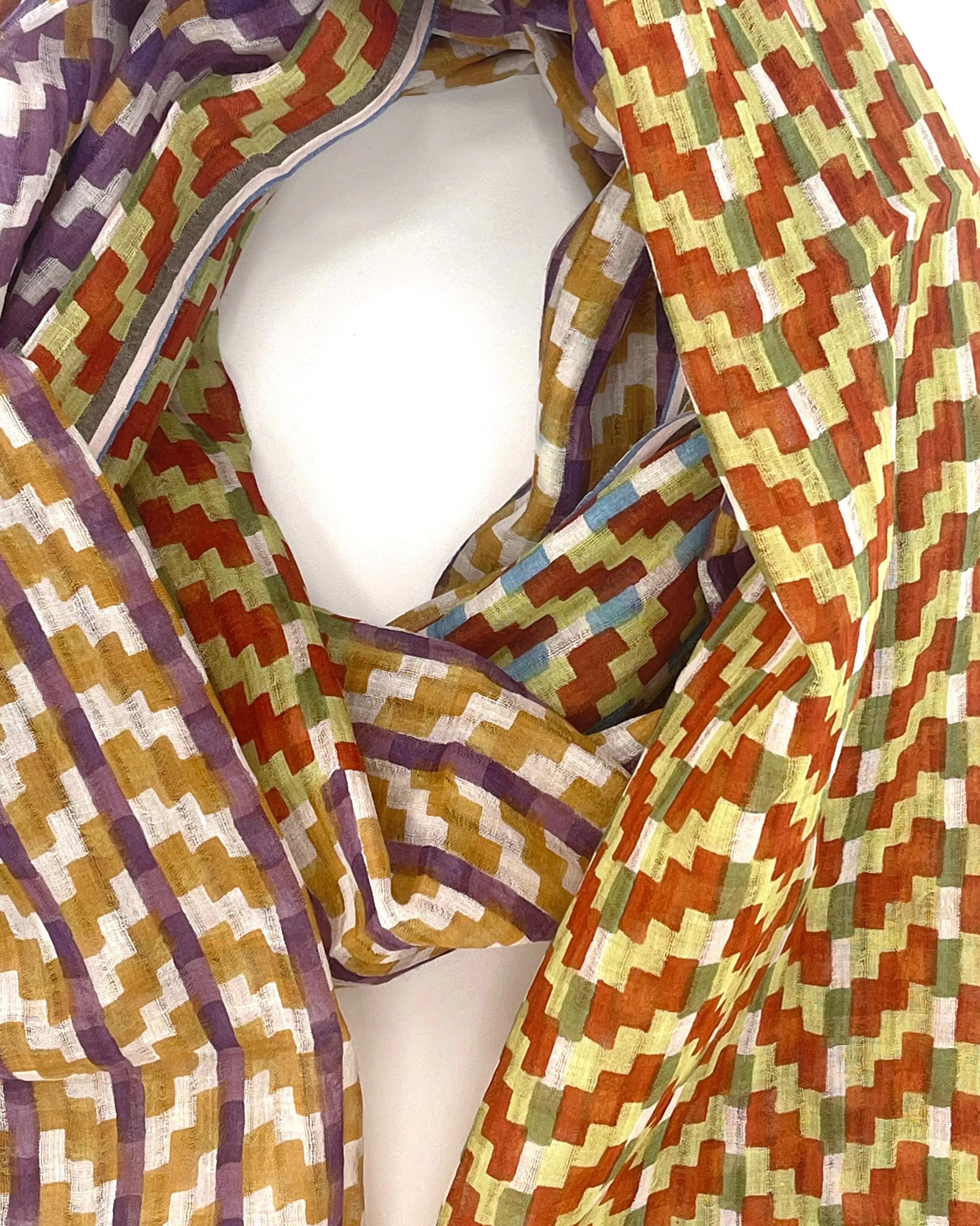 Cotton & Silk Check Scarves