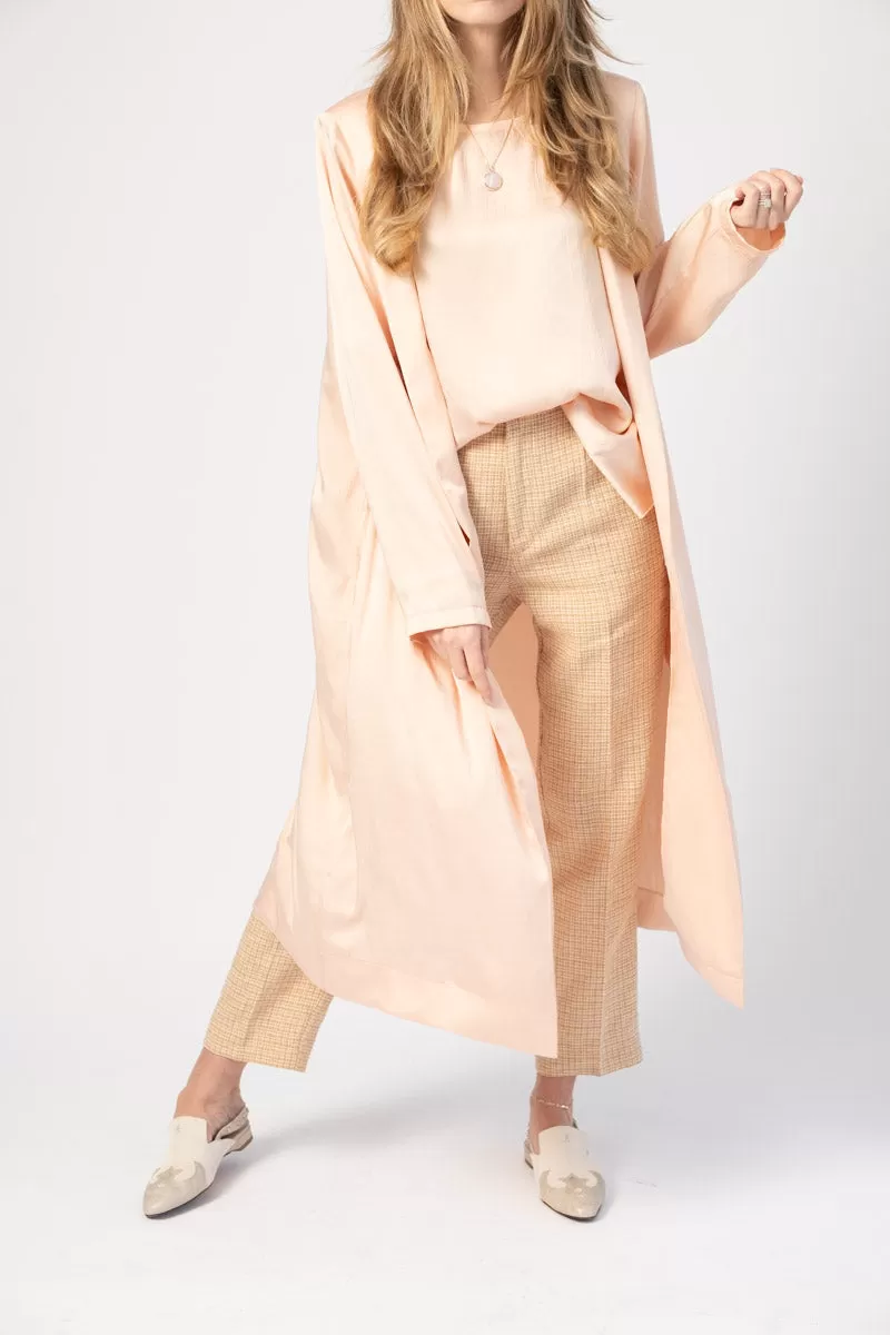 Crash Satin Duster Coat in Melone