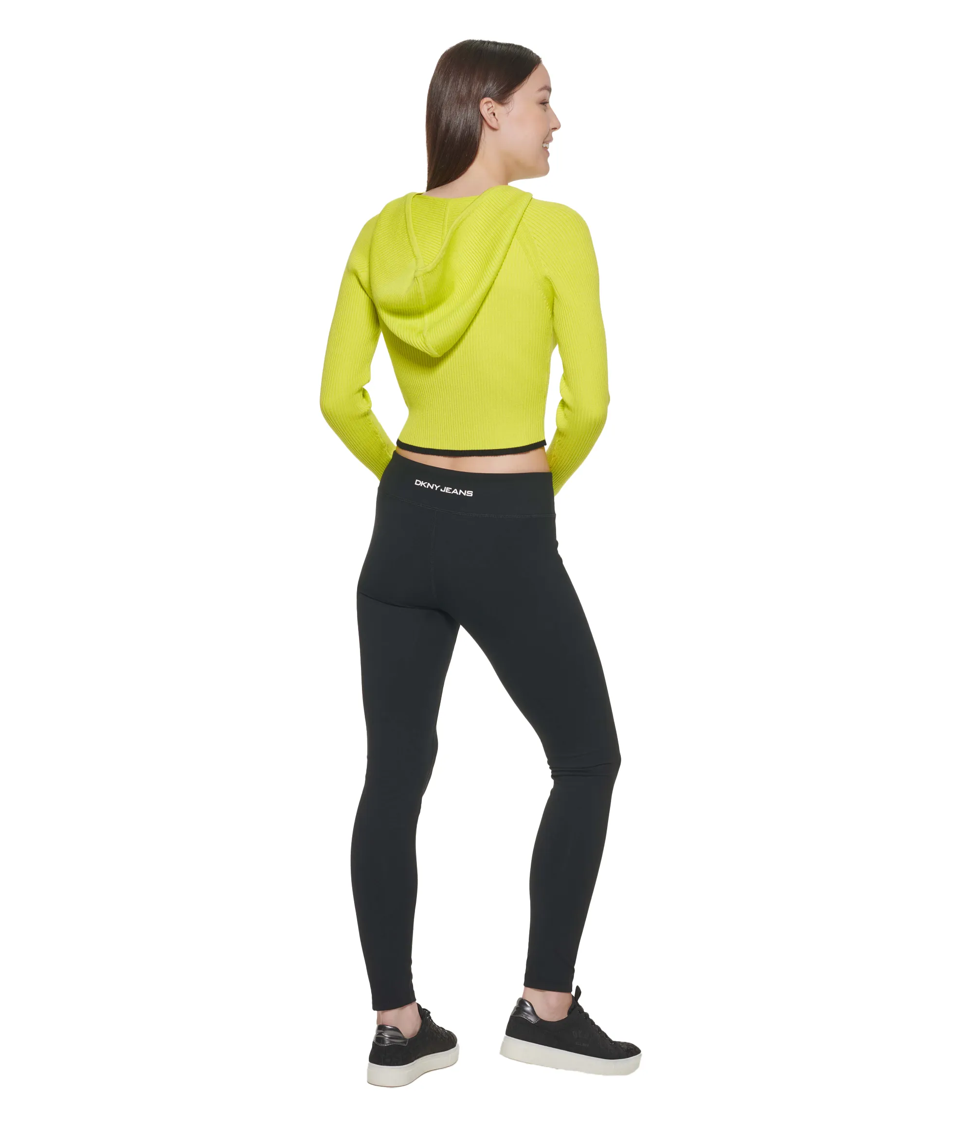 Cropped Half Zip Hoodie – Lime/Black