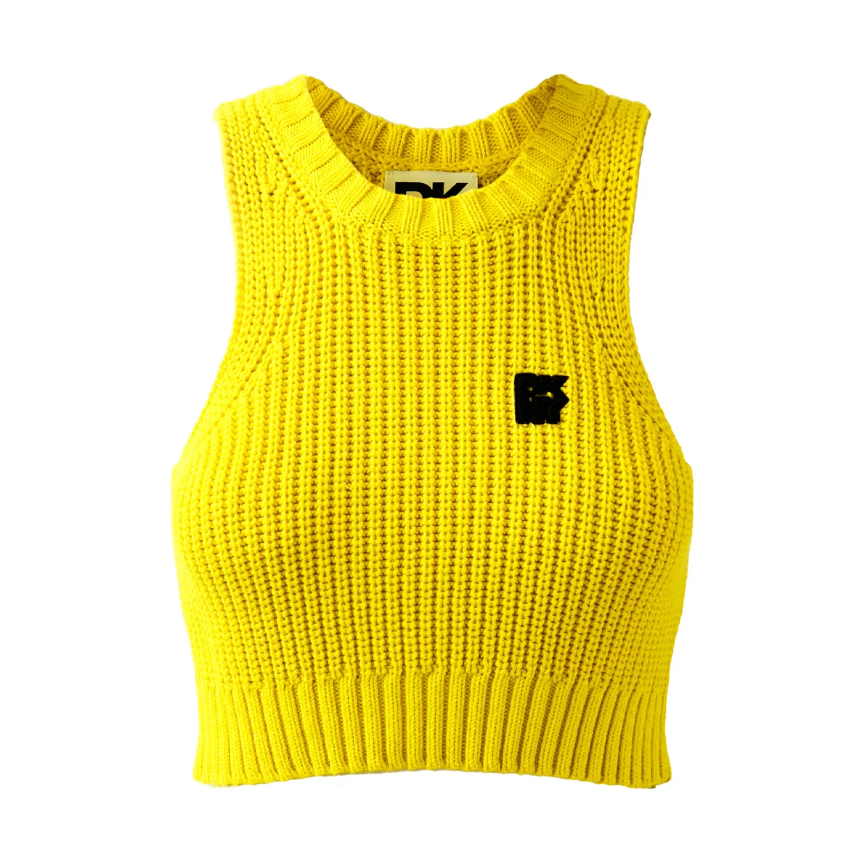 Cropped Knit Sweater -Yellow