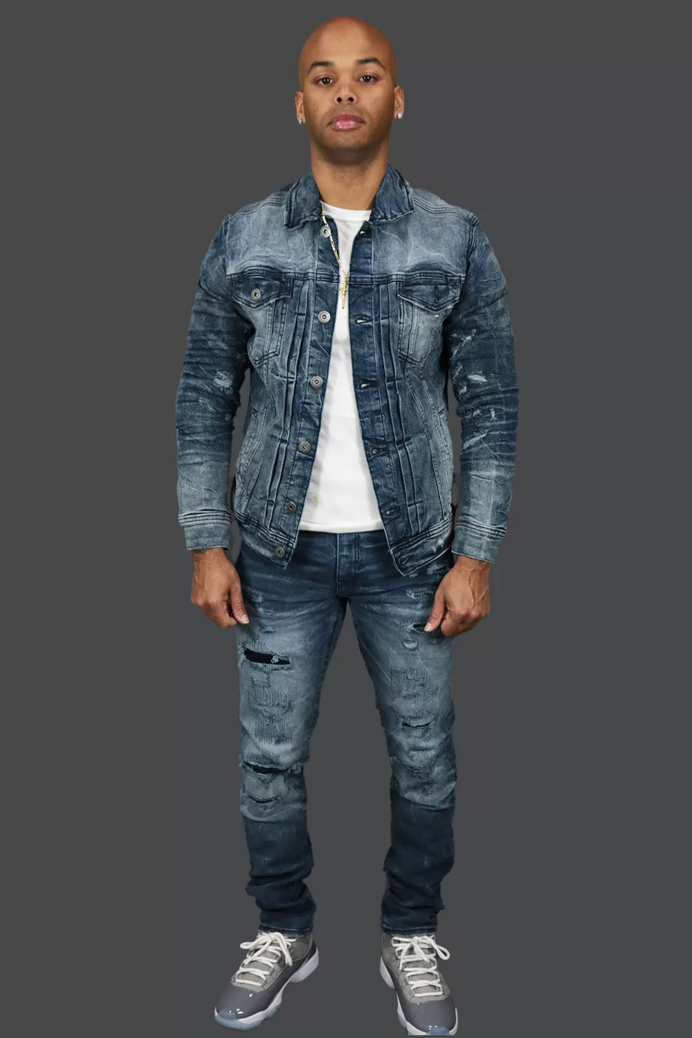 Deep Blue Distressed Denim Pants | Jordan Craig