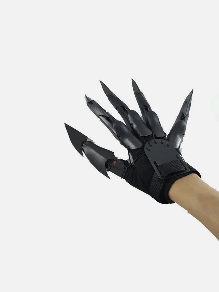 Detachable Knuckle Hand Claws Mechanical Gloves - Black