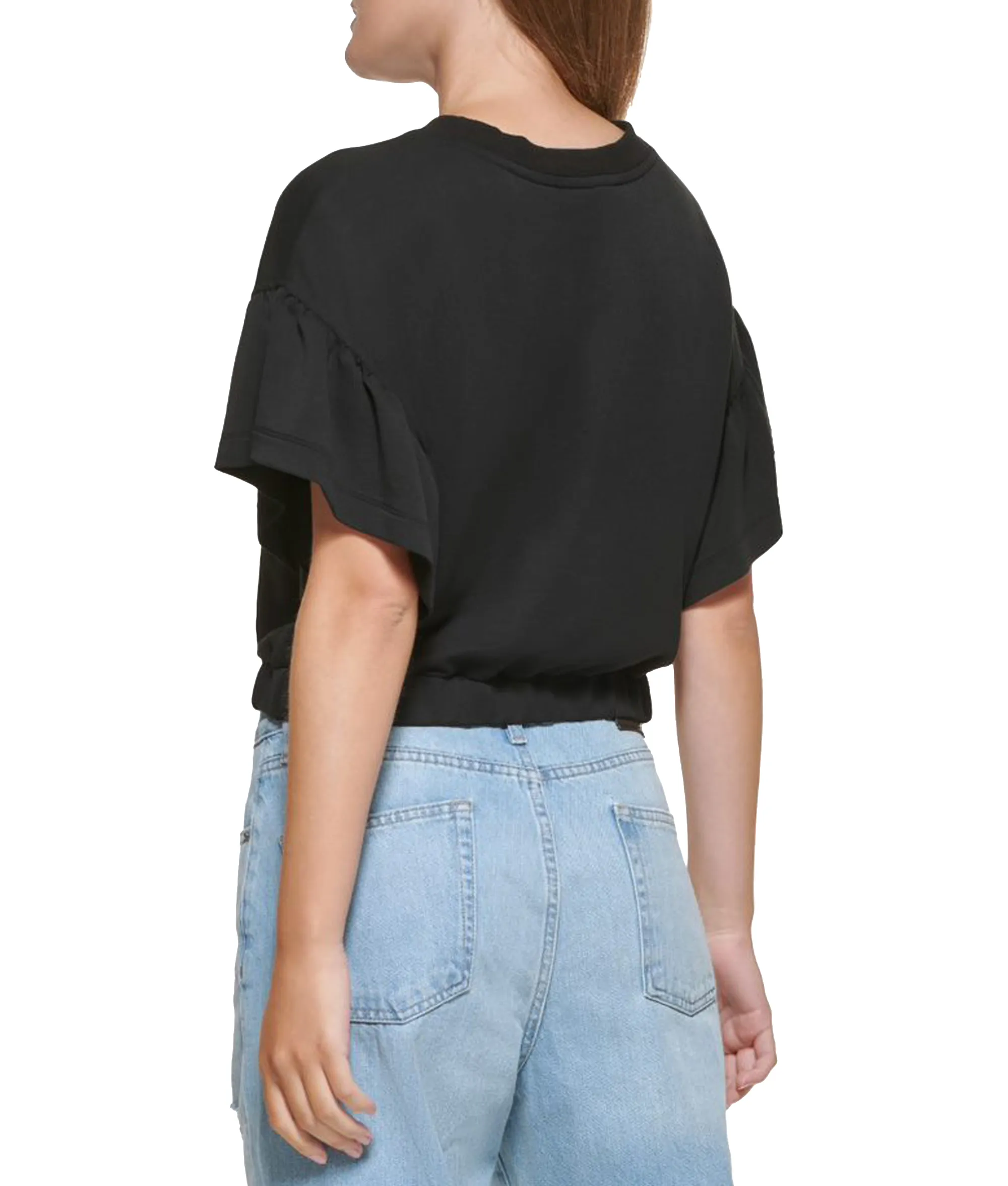 DKNY Cropped Flutter T-Shirt -Black