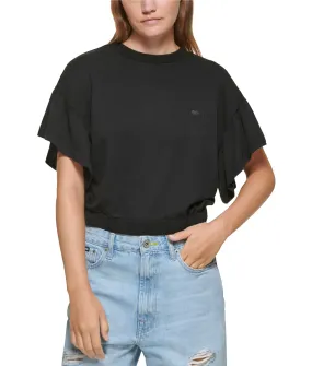 DKNY Cropped Flutter T-Shirt -Black