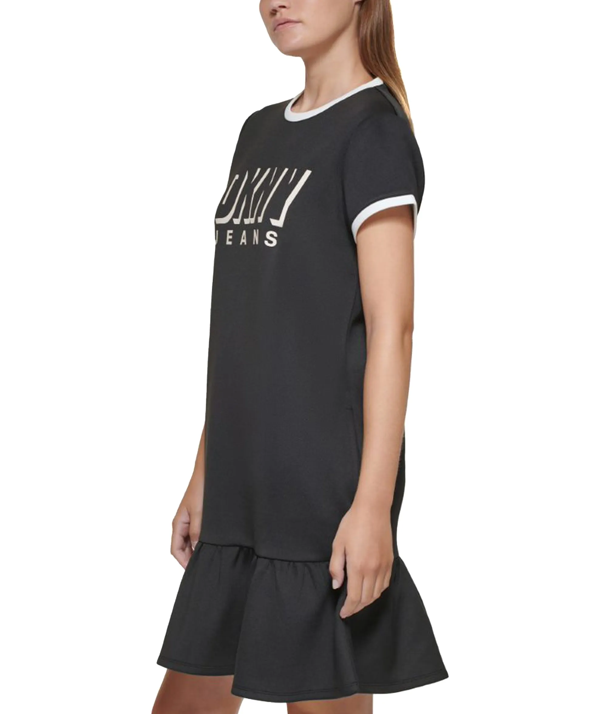 DKNY Logo Drop Waist Dress -Black