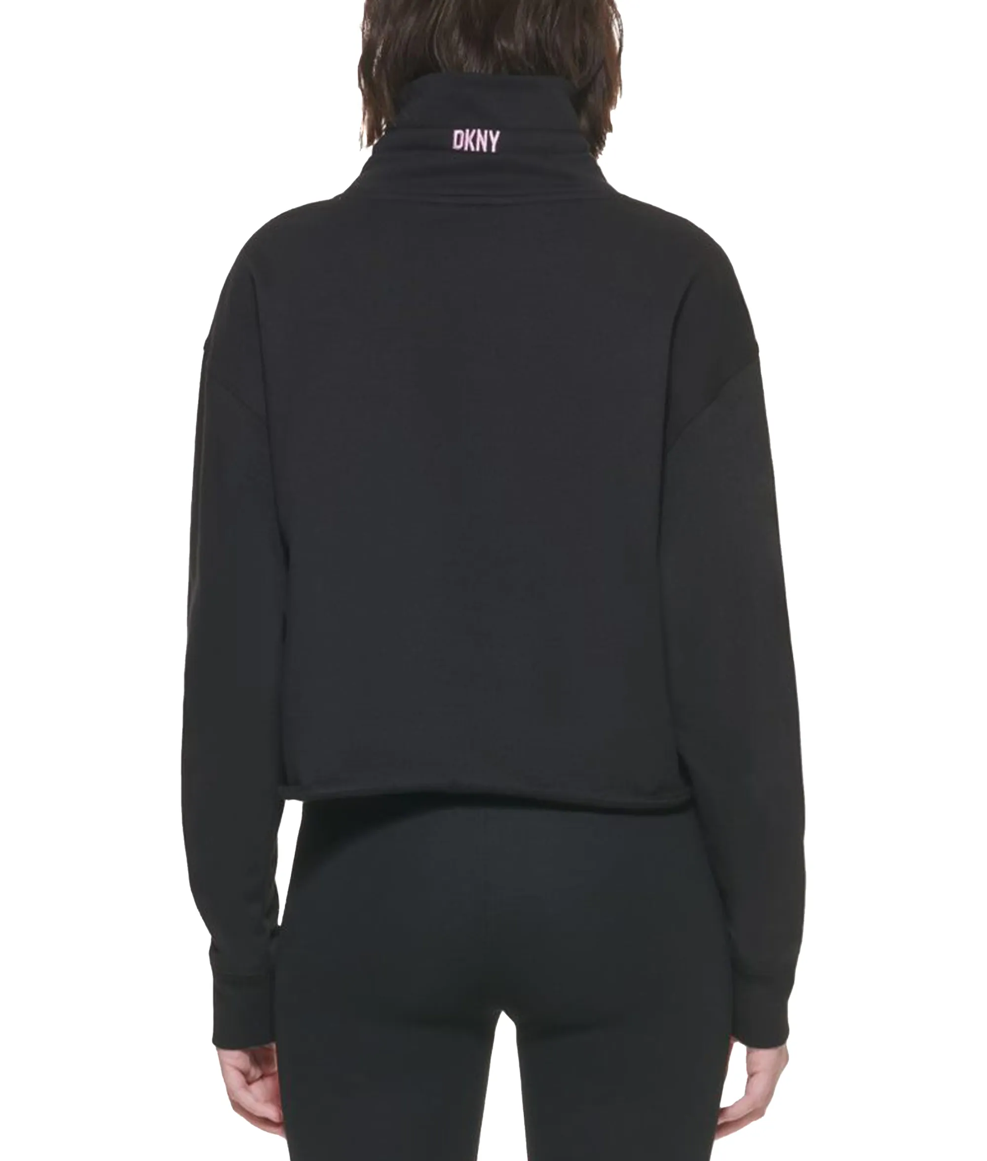 DKNY Ombre Logo Funnel Neck Pullover -Black