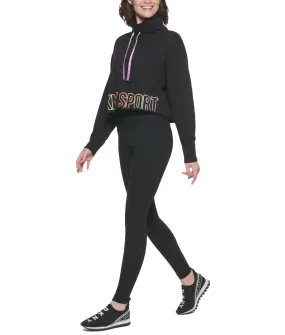 DKNY Ombre Logo Funnel Neck Pullover -Black