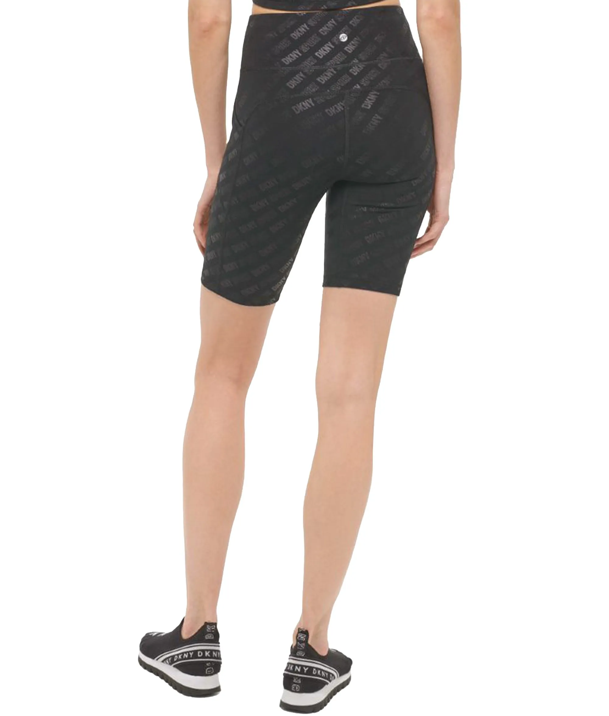 DKNY Printed High Waisted Shorts -Black