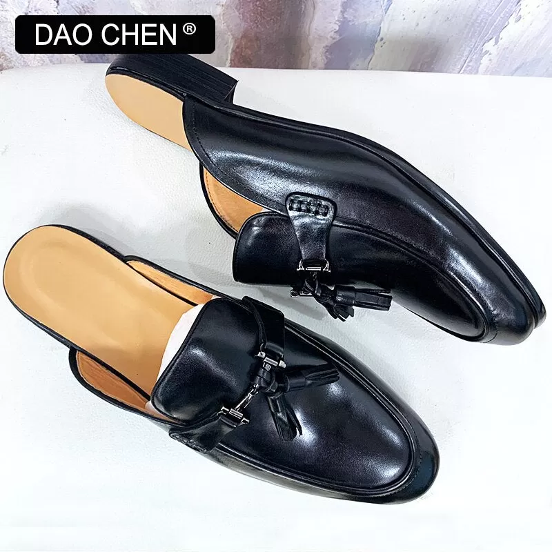 FASHION MENS TASSEL SLIP ON MULES