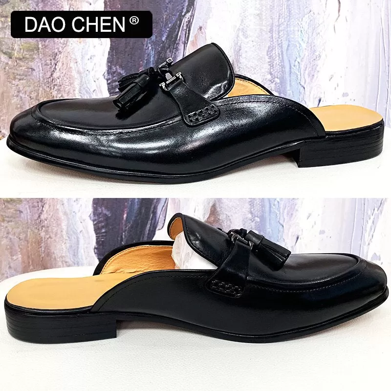 FASHION MENS TASSEL SLIP ON MULES