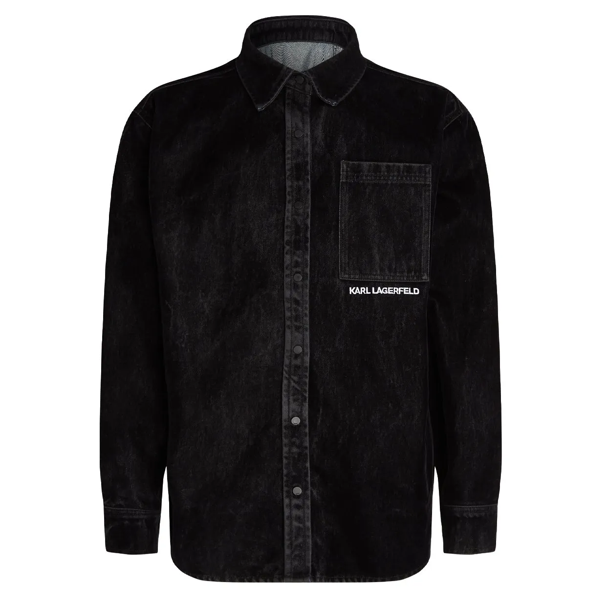 Flocked Denim Shirt -Black