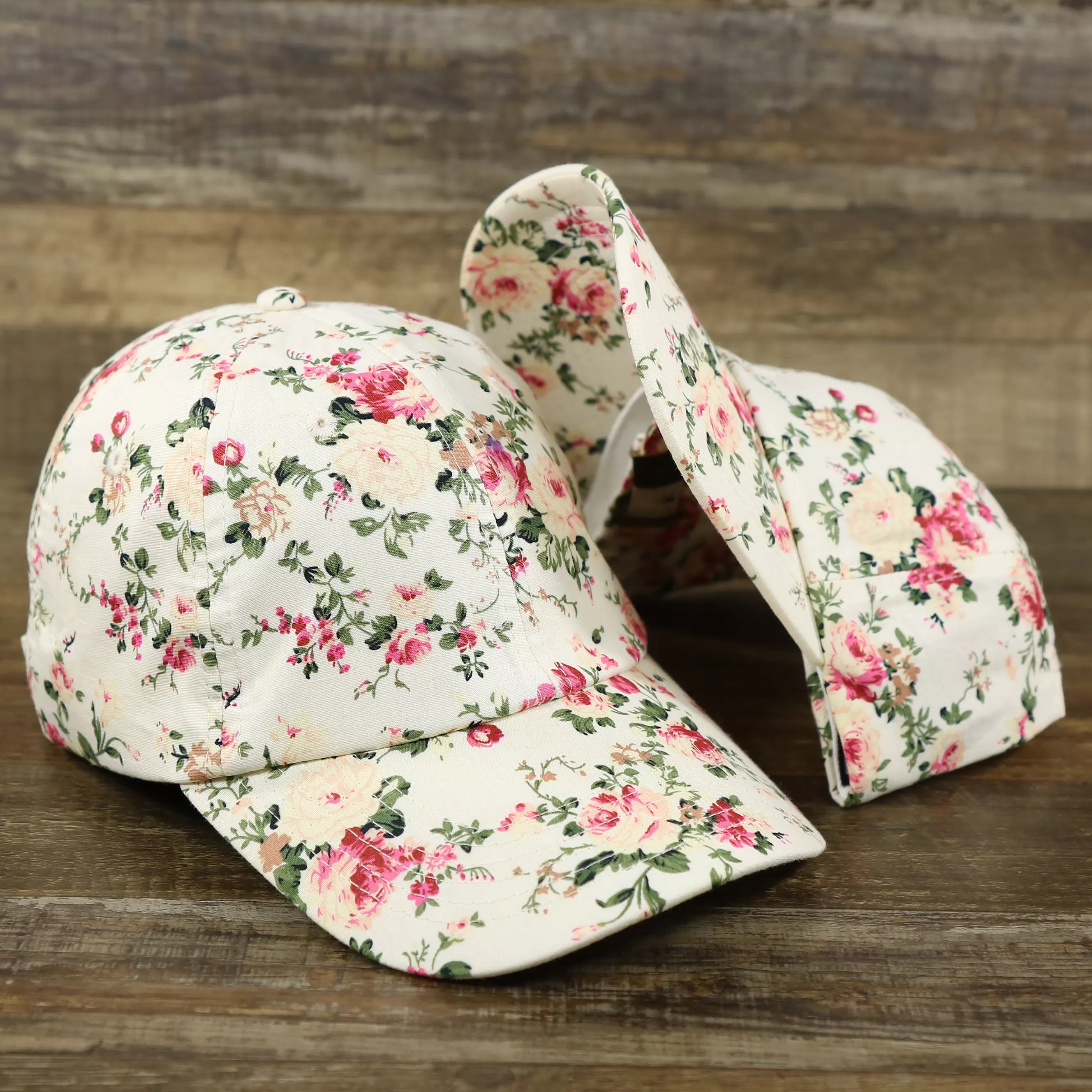 Floral Print Blank Adjustable Baseball Hat | Cream Dad Hat