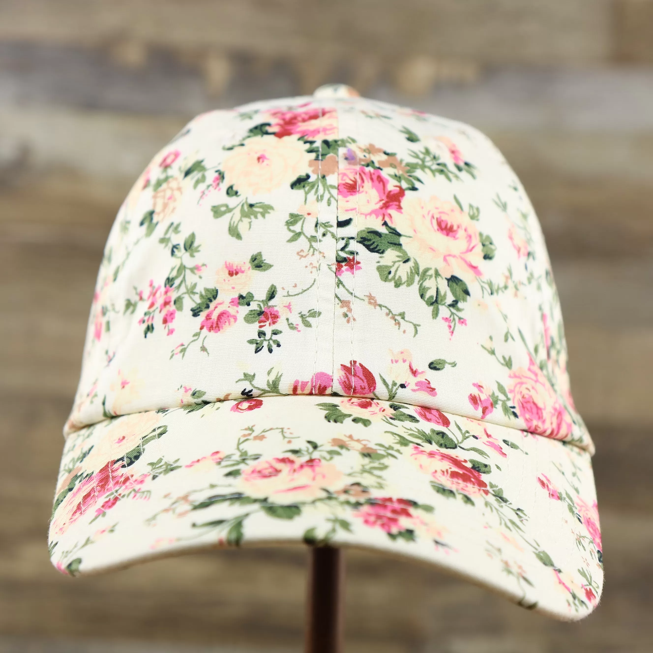 Floral Print Blank Adjustable Baseball Hat | Cream Dad Hat