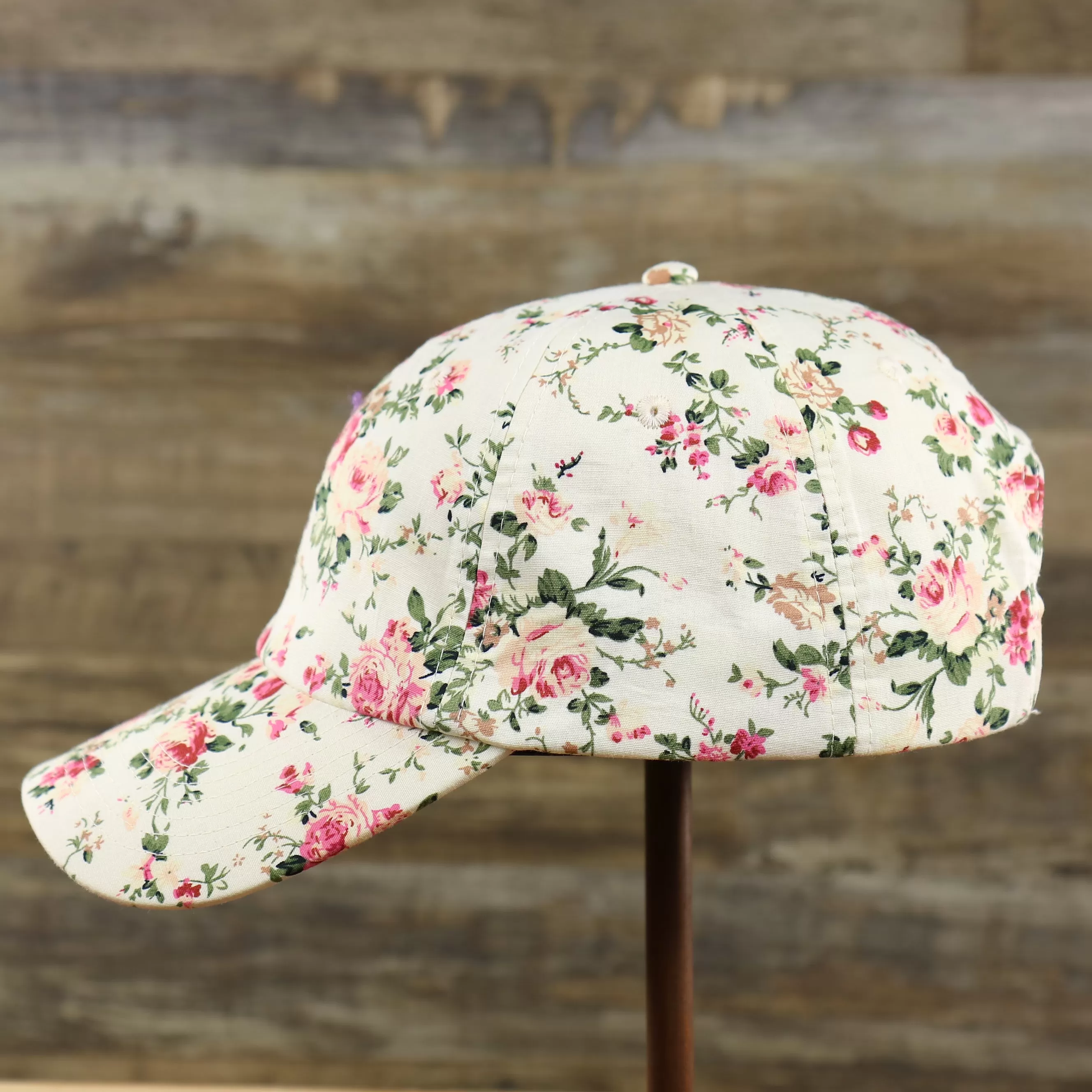 Floral Print Blank Adjustable Baseball Hat | Cream Dad Hat