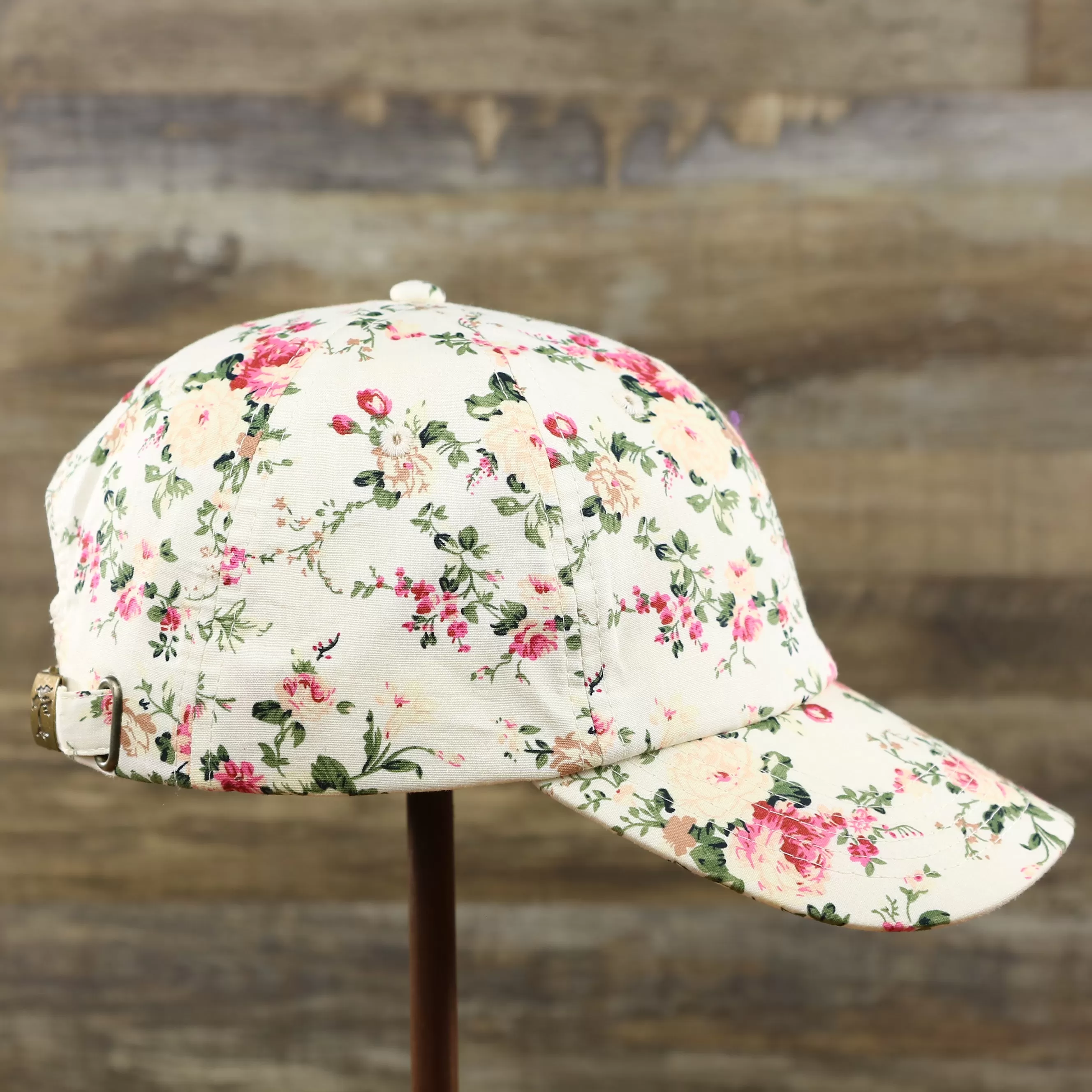 Floral Print Blank Adjustable Baseball Hat | Cream Dad Hat